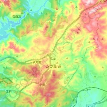 Mappa topografica 双龙街道, altitudine, rilievo