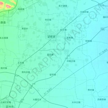 Mappa topografica 望都县, altitudine, rilievo