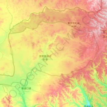 Mappa topografica 御道口草原森林风景区, altitudine, rilievo