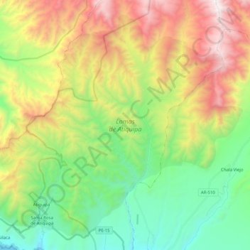 Mappa topografica Lomas de Atiquipa, altitudine, rilievo