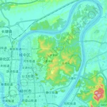 Mappa topografica 城中区, altitudine, rilievo