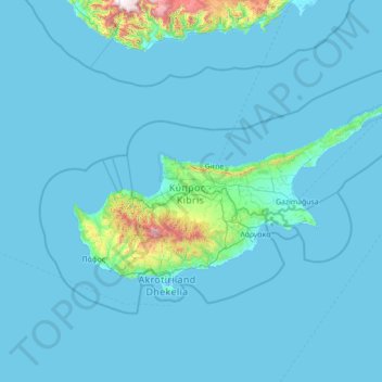 Mappa topografica Cipro, altitudine, rilievo