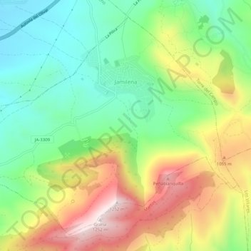 Mappa topografica Jamilena, altitudine, rilievo