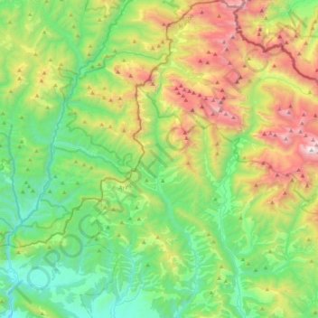 Mappa topografica Ansó, altitudine, rilievo
