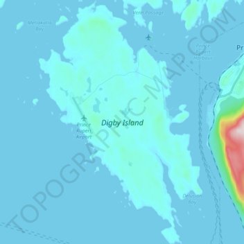 Mappa topografica Digby Island, altitudine, rilievo