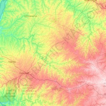 Mappa topografica Rio Piquiri, altitudine, rilievo