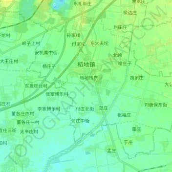 Mappa topografica 稻地镇, altitudine, rilievo