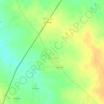 Mappa topografica Bangarh, altitudine, rilievo