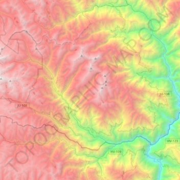 Mappa topografica Pariahuanca, altitudine, rilievo