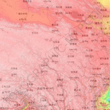 Mappa topografica 三江源国家级自然保护区, altitudine, rilievo