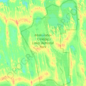 Mappa topografica Malkumba-Coongie Lakes National Park, altitudine, rilievo
