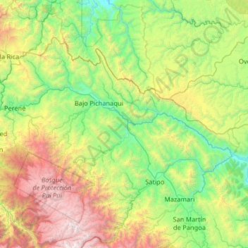 Mappa topografica Perené, altitudine, rilievo