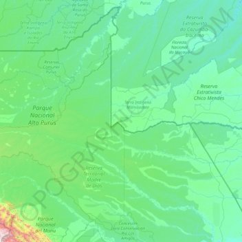 Mappa topografica Tahuamanu, altitudine, rilievo