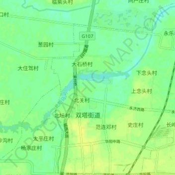Mappa topografica 双塔街道, altitudine, rilievo