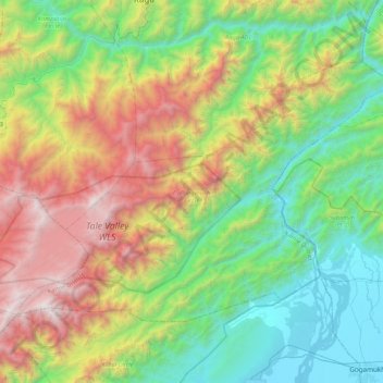 Mappa topografica Dollungmukh Circle, altitudine, rilievo