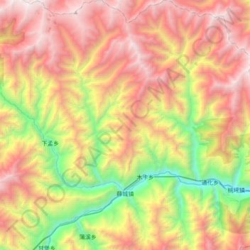 Mappa topografica 薛城镇, altitudine, rilievo