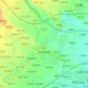 Mappa topografica 长安路街道, altitudine, rilievo
