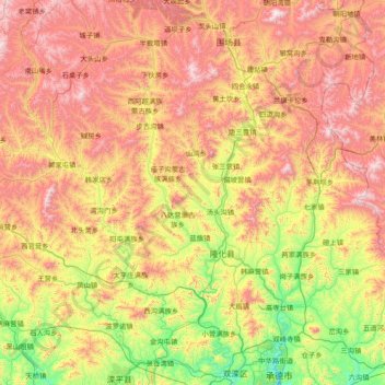 Mappa topografica 隆化县, altitudine, rilievo