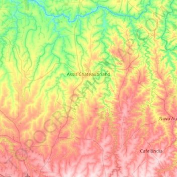 Mappa topografica Assis Chateaubriand, altitudine, rilievo