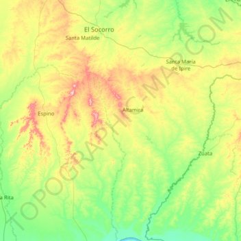 Mappa topografica Parroquia El Socorro, altitudine, rilievo