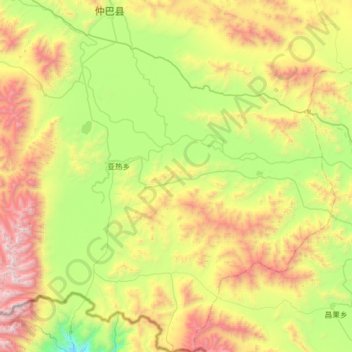 Mappa topografica 亚热乡, altitudine, rilievo