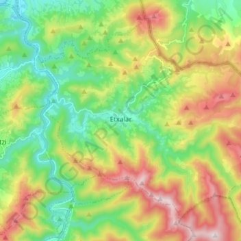 Mappa topografica Etxalar, altitudine, rilievo