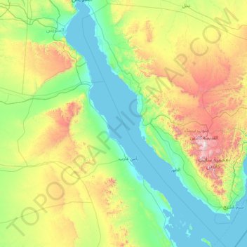 Mappa topografica Gulf of Suez, altitudine, rilievo