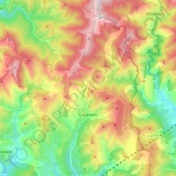 Mappa topografica Lucerame, altitudine, rilievo