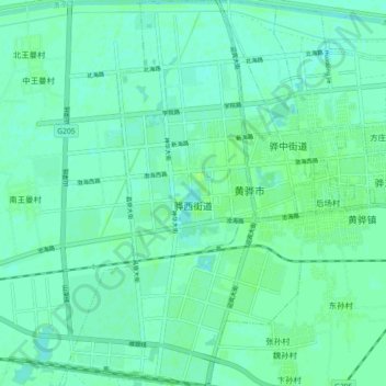 Mappa topografica 骅西街道, altitudine, rilievo