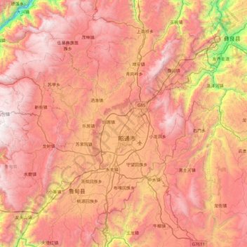 Mappa topografica 昭阳区, altitudine, rilievo