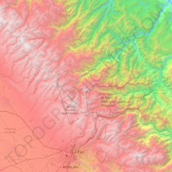 Mappa topografica La Paz, altitudine, rilievo