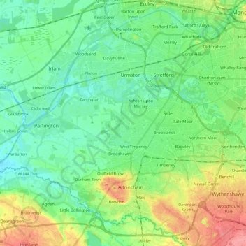 Mappa topografica Trafford, altitudine, rilievo