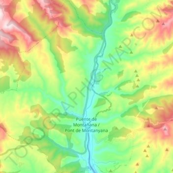Mappa topografica Puente de Montañana, altitudine, rilievo