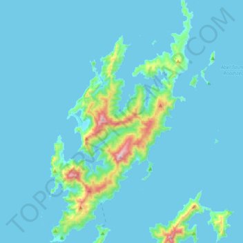 Mappa topografica d'Urville Island, altitudine, rilievo