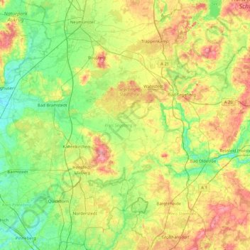 Mappa topografica Kreis Segeberg, altitudine, rilievo