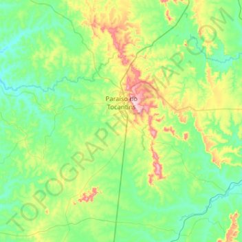 Mappa topografica Paraíso do Tocantins, altitudine, rilievo