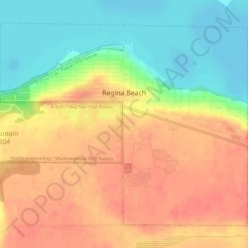 Mappa topografica Regina Beach, altitudine, rilievo
