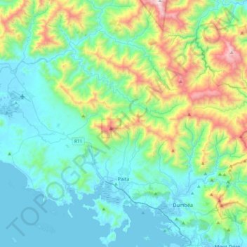 Mappa topografica Païta, altitudine, rilievo