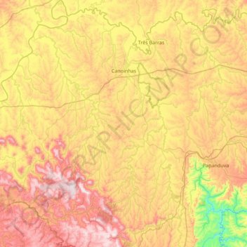 Mappa topografica Canoinhas, altitudine, rilievo