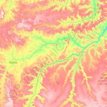 Mappa topografica Microrregião da Chapada das Mangabeiras, altitudine, rilievo