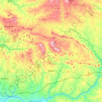 Mappa topografica Mação, altitudine, rilievo