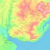 Mappa topografica Uruguay, altitudine, rilievo
