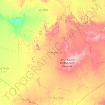 Mappa topografica Tamanrasset, altitudine, rilievo