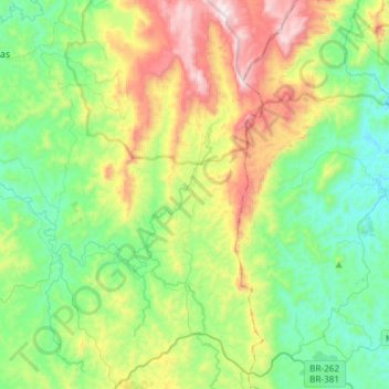 Mappa topografica Nova União, altitudine, rilievo