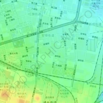 Mappa topografica 安埠街道, altitudine, rilievo