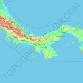 Mappa topografica Panamá, altitudine, rilievo