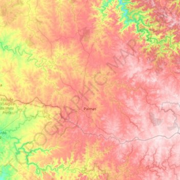 Mappa topografica Palmas, altitudine, rilievo