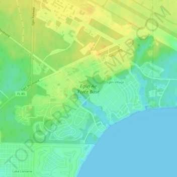 Mappa topografica Eglin Air Force Base, altitudine, rilievo