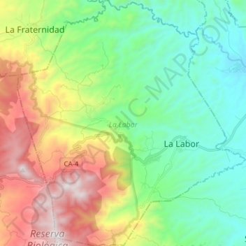 Mappa topografica La Labor, altitudine, rilievo