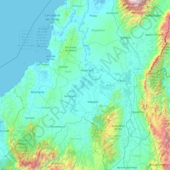 Mappa topografica Bolívar, altitudine, rilievo